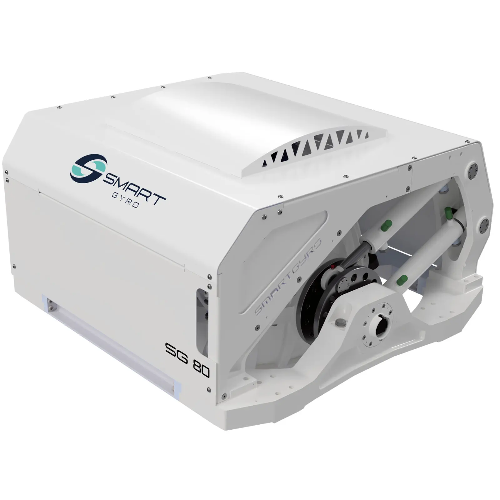 108AS402_a A white mechanical device with exposed internal components and ventilation slots on top.