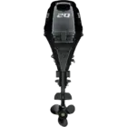 A black outboard motor with propeller and number 20 on top.