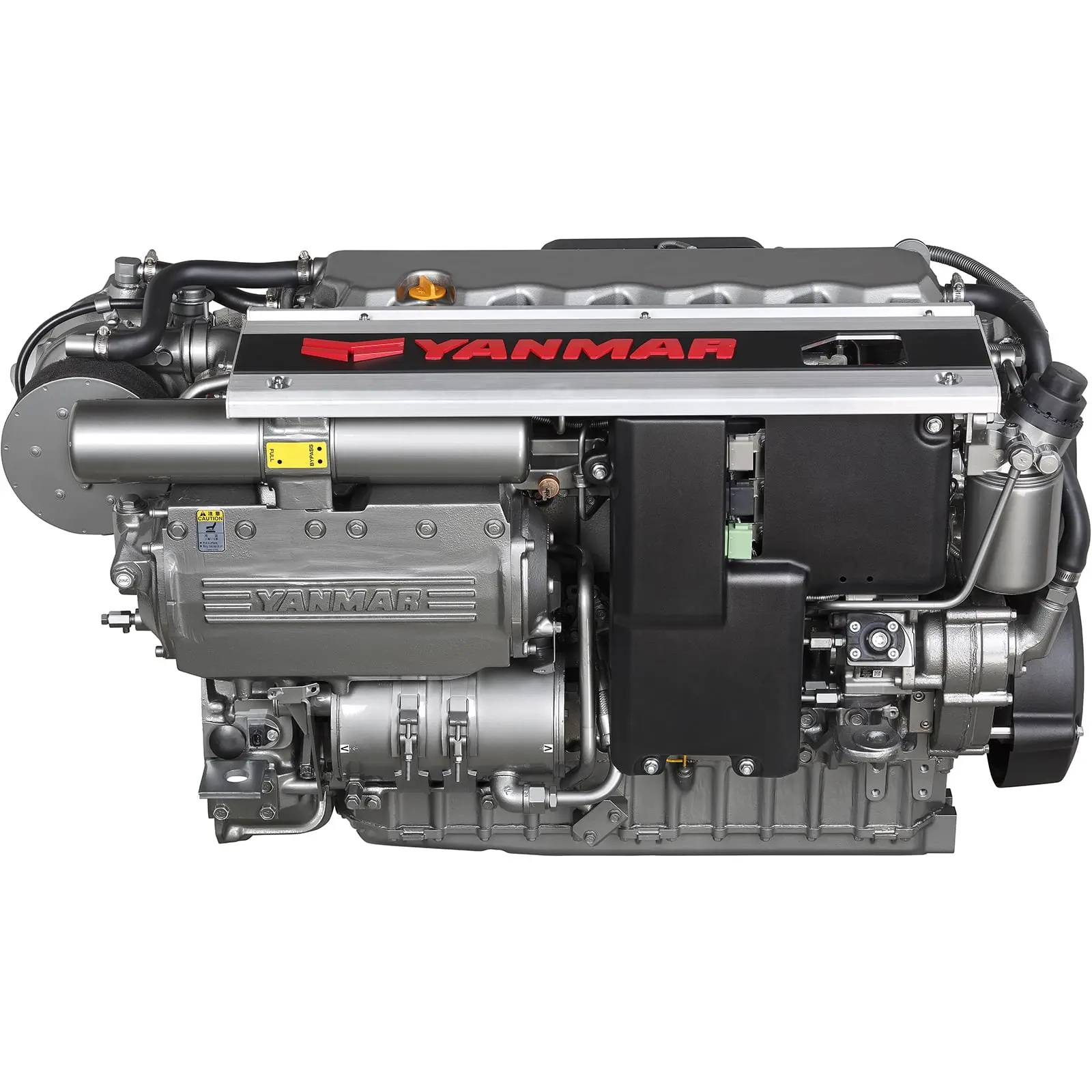 A Yanmar diesel engine with exposed components and branding.